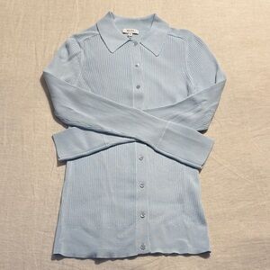Reiss Sky Blue Ribbed Knit Top